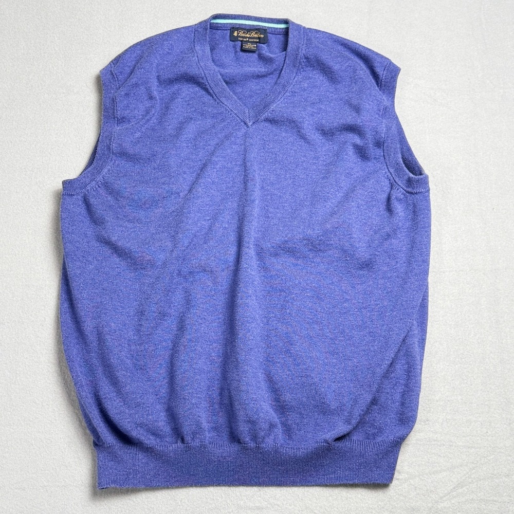 Brooks Brothers‎ Men's Sweater Vest Size XL Purple Supima Cotton Knit V Neck